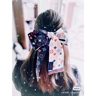 Letter Silk Scarf Fashion Printed Neckerchief Hair Tie Band Ribbon