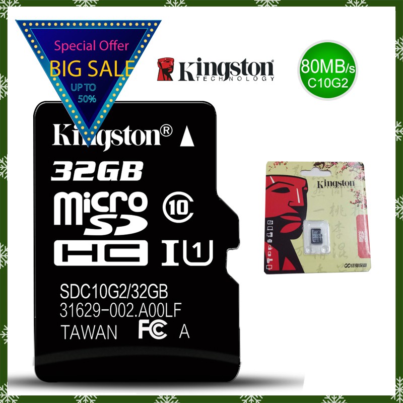 Kingston Digital 32GB microSDHC Class 10 UHS-I 45MB/s Read Card with SD  Adapter (SDC10G2/32GB)