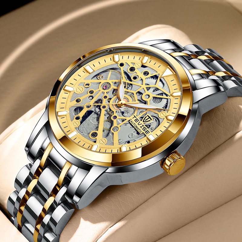 push TEVISE 2021 New Men Automatic Mechanical Watches Hollow