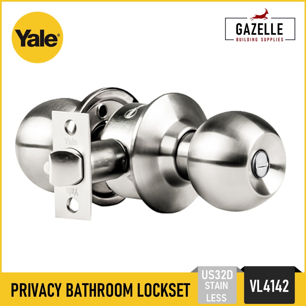 Yale Bathroom Lockset Carolina Door Knob Lock Set Stainless Cylindrcal ...