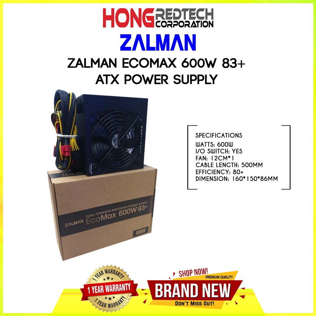 ZALMAN ECOMAX 600W 83+ POWER SUPPLY | Shopee Philippines