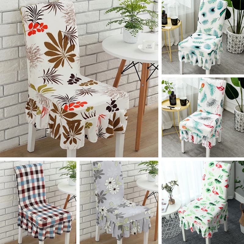 Dining Chair Cover Universal Removable Elastic Chair Cover Anti-Dirty Seat  Cover Skirt Chair Cover