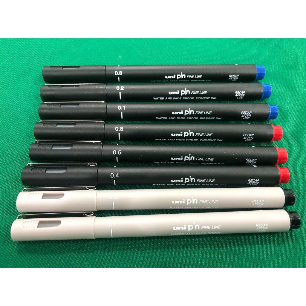 Uni Pin Drawing Pen Fineliner Ultra Fine Line Marker in Black, Blue and Red  Ink