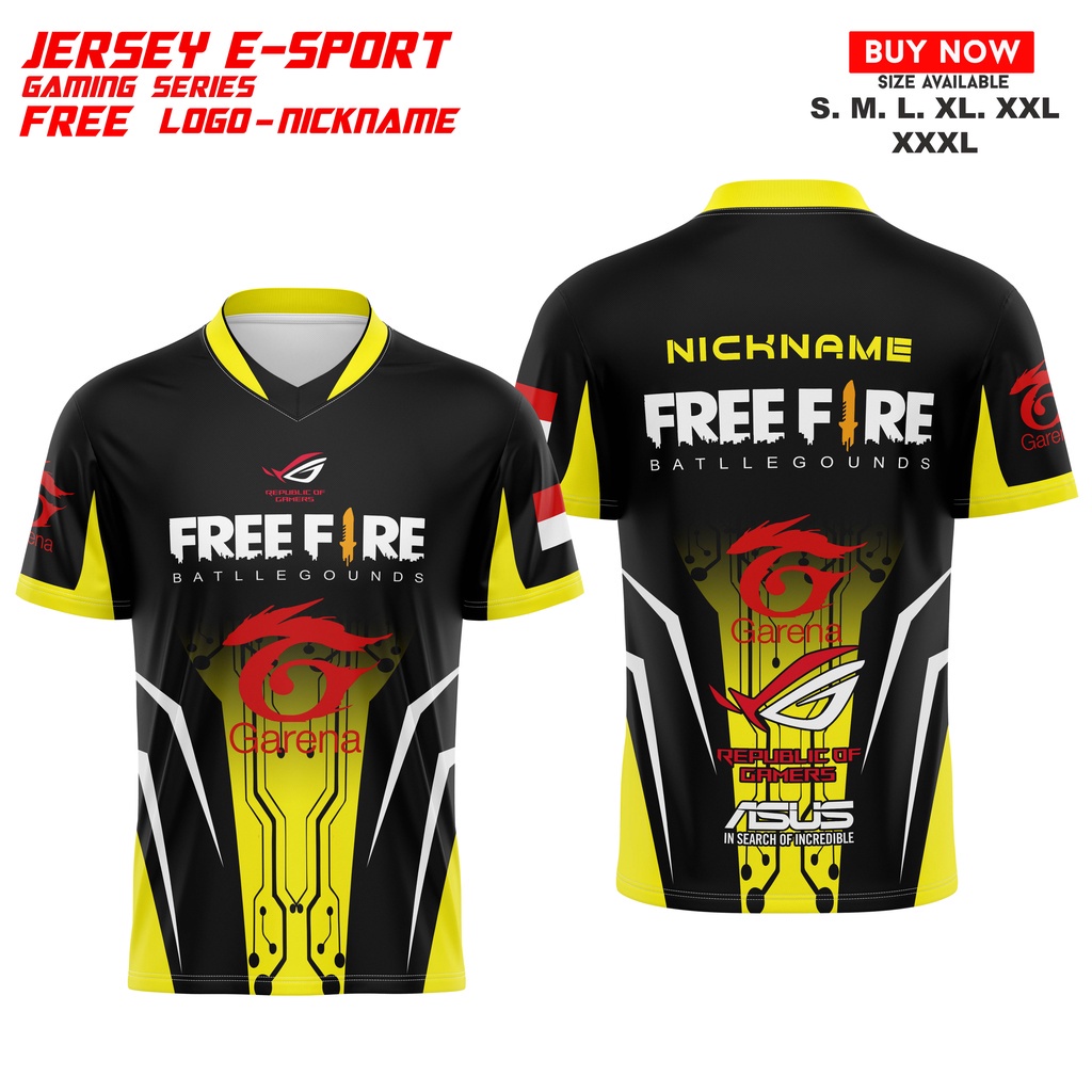 Gaming JERSEY FREE FIRE ESPORT SQUAD FF CYBER III SERIES FREE NICKNAME