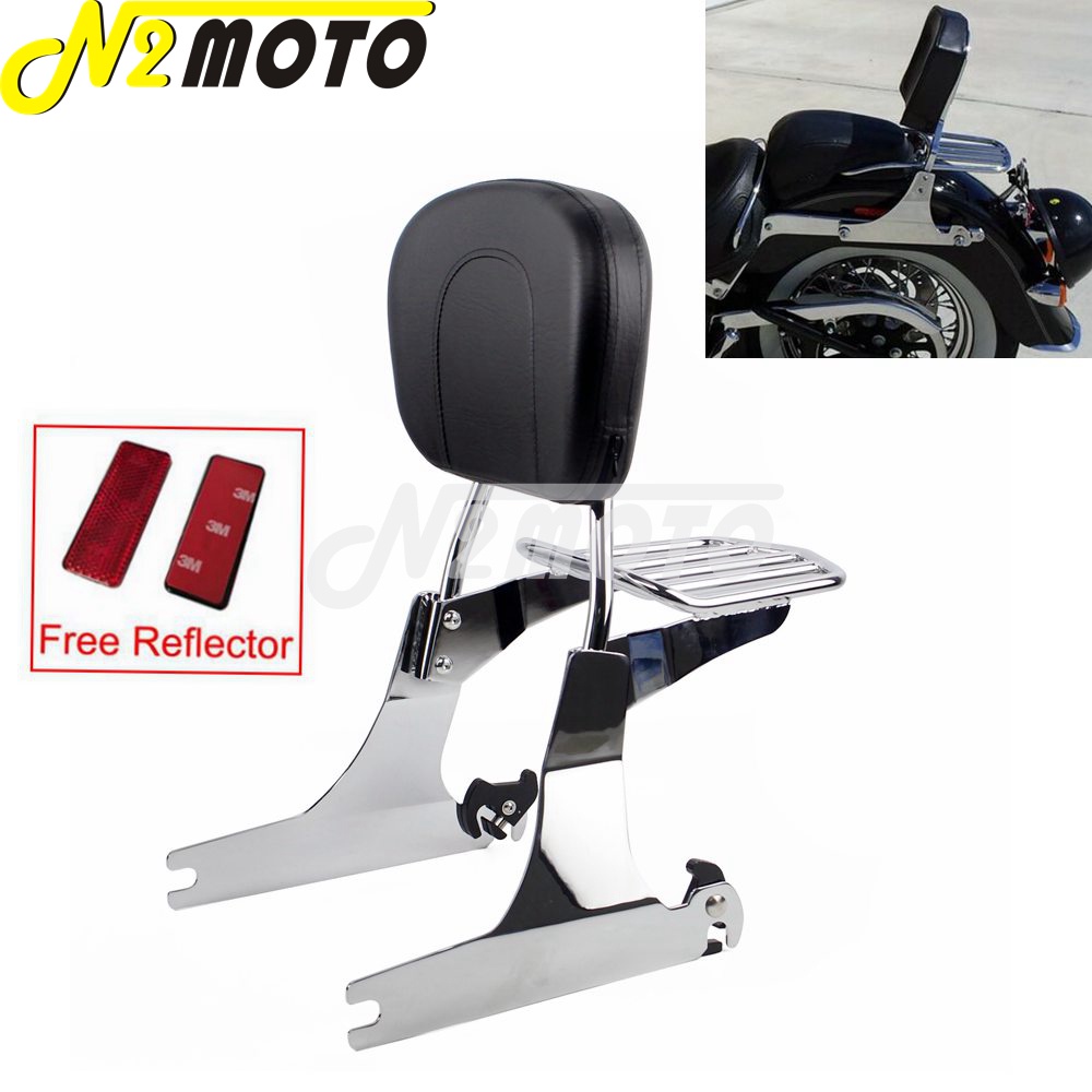 RMOTO/ Motorcycle Detachable Backrest Sissy Bar Luggage Rack Pad Kit ...