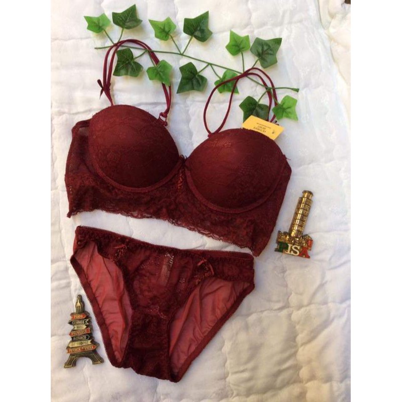 Maroon Bra & Panty Terno Lingerie By Margauex & Co.