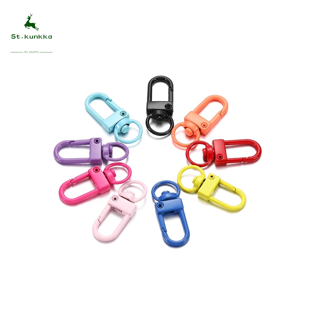 St.Kunkka 10 Pcs. Lot Colorful Keychain Ring Metal Lobster Clasp Hook Clips For Hooks Diy