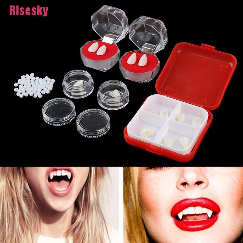 Risesky@ 2Pcs Vampire Teeth Fangs Toys Safe Resin Halloween Dentures ...