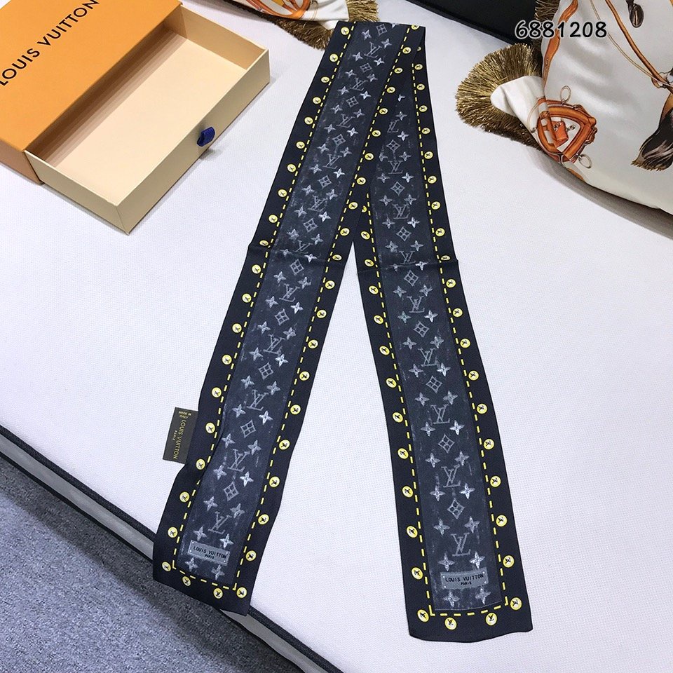 LV [With packaging] L's new doublelayer hair tie tie tie tie ribbon