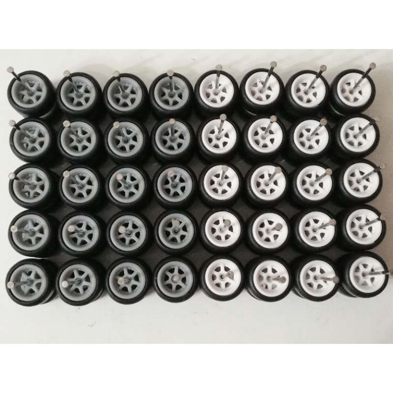 Tayar Getah Rim Hot Wheels Rubber Wheels 1/64 Deep Dish 6 Spoke white ...