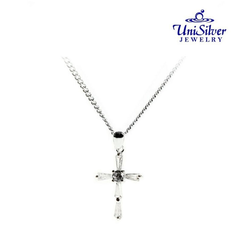 Unisilver 925 Sterling Silver Lady's Necklace-Cross Pendant (NPS117 ...