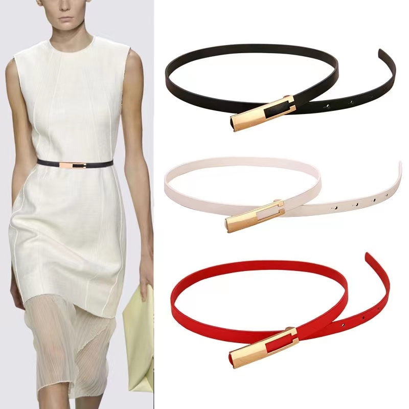 Metal Buckle Ladies Belts For Dresses Leather Thin Female Waist Straps Solid Color Waistband For Wom Shopee Philippines