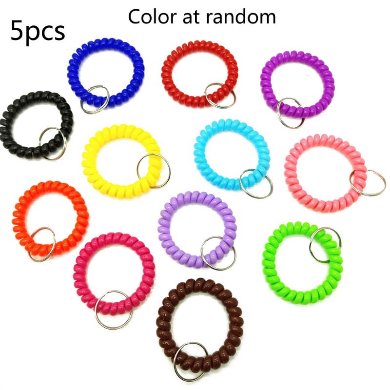LIVI Pack of 5 Wrist Keychain Plastic Spring Flexible Spiral Wrist Coil ...