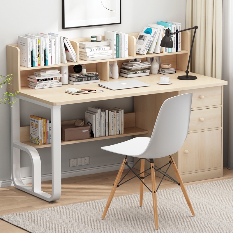 Desk Bookshelf Integrated Simple Home Computer Desk Rental Bedroom ...