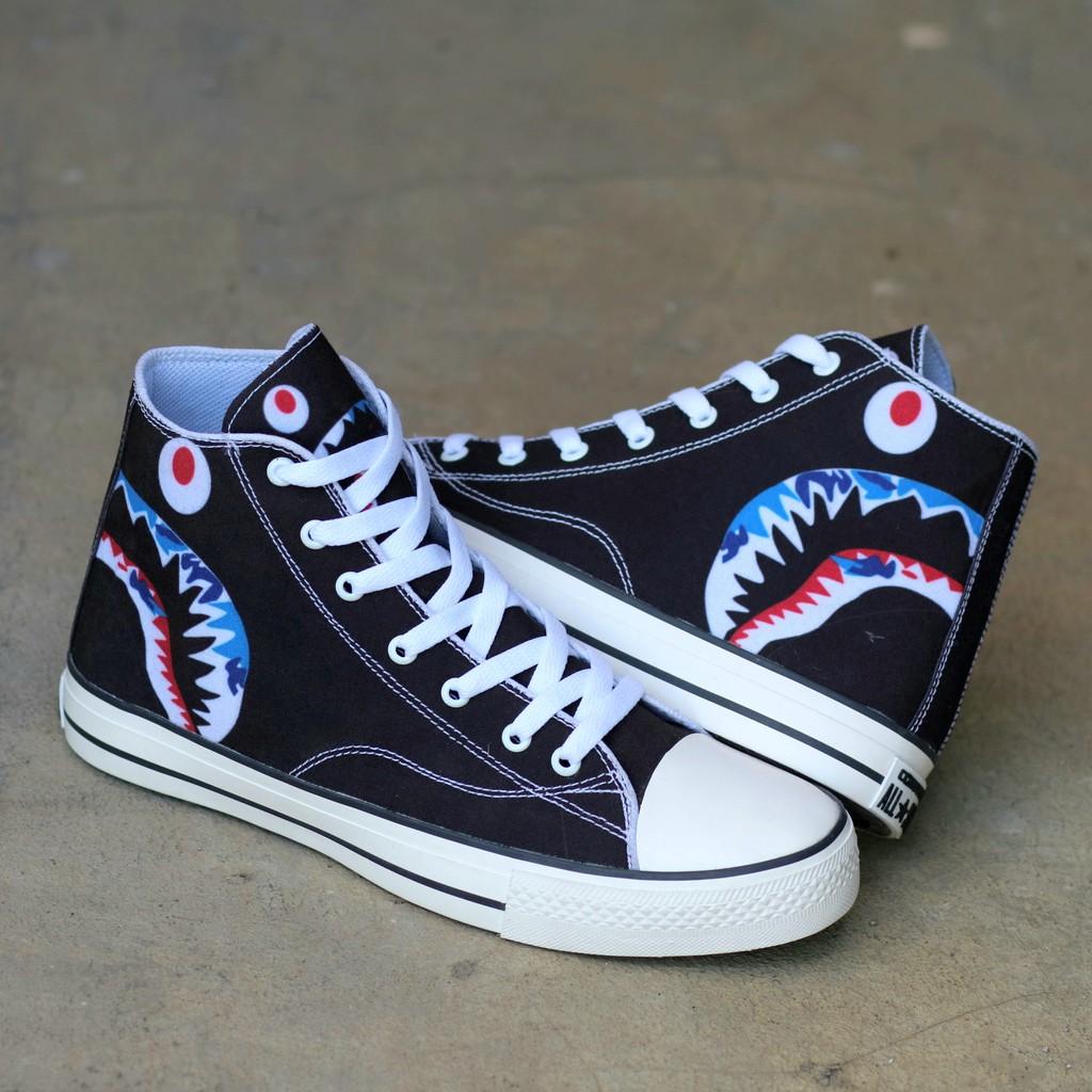 Converse Bape Shark All Star Shoes Import Premium Quality Casual Men School Shopee Philippines