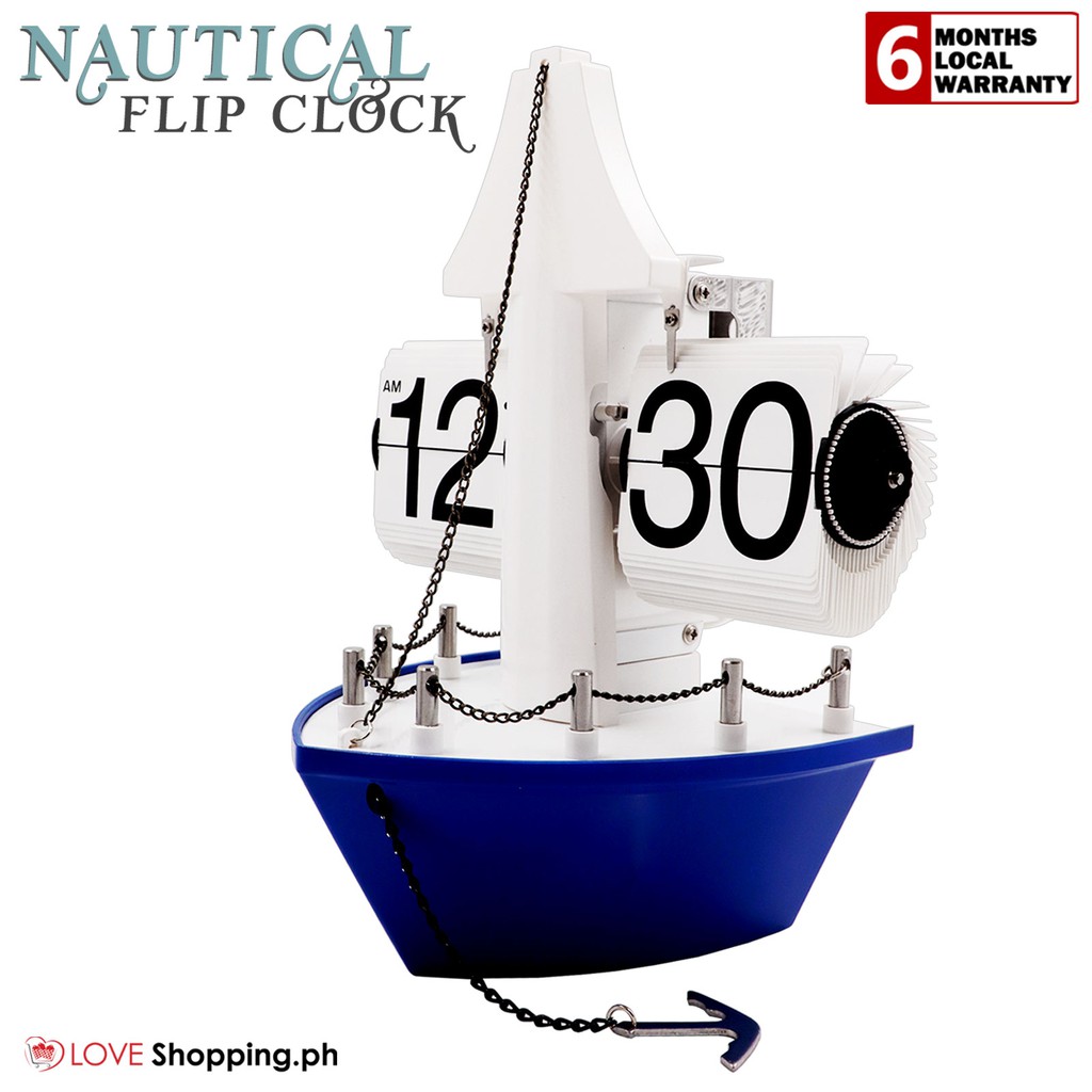 Nautical Auto-Flip Retro Clock, Sail Boat Design Table Clock | Shopee ...