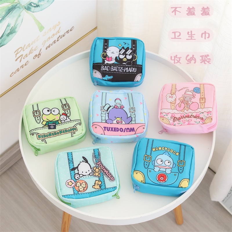 Kuromi Cute Girl Small Portable Aunt Napkin Bag Sanitary Storage 