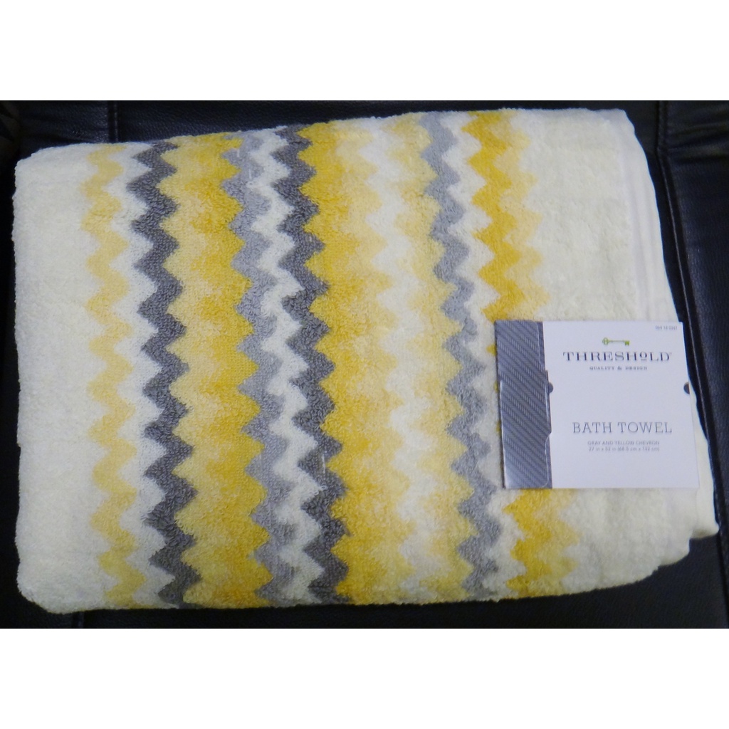 Threshold Bath Towel Gray and Yellow Chevron 27x52 NewUSA Shopee