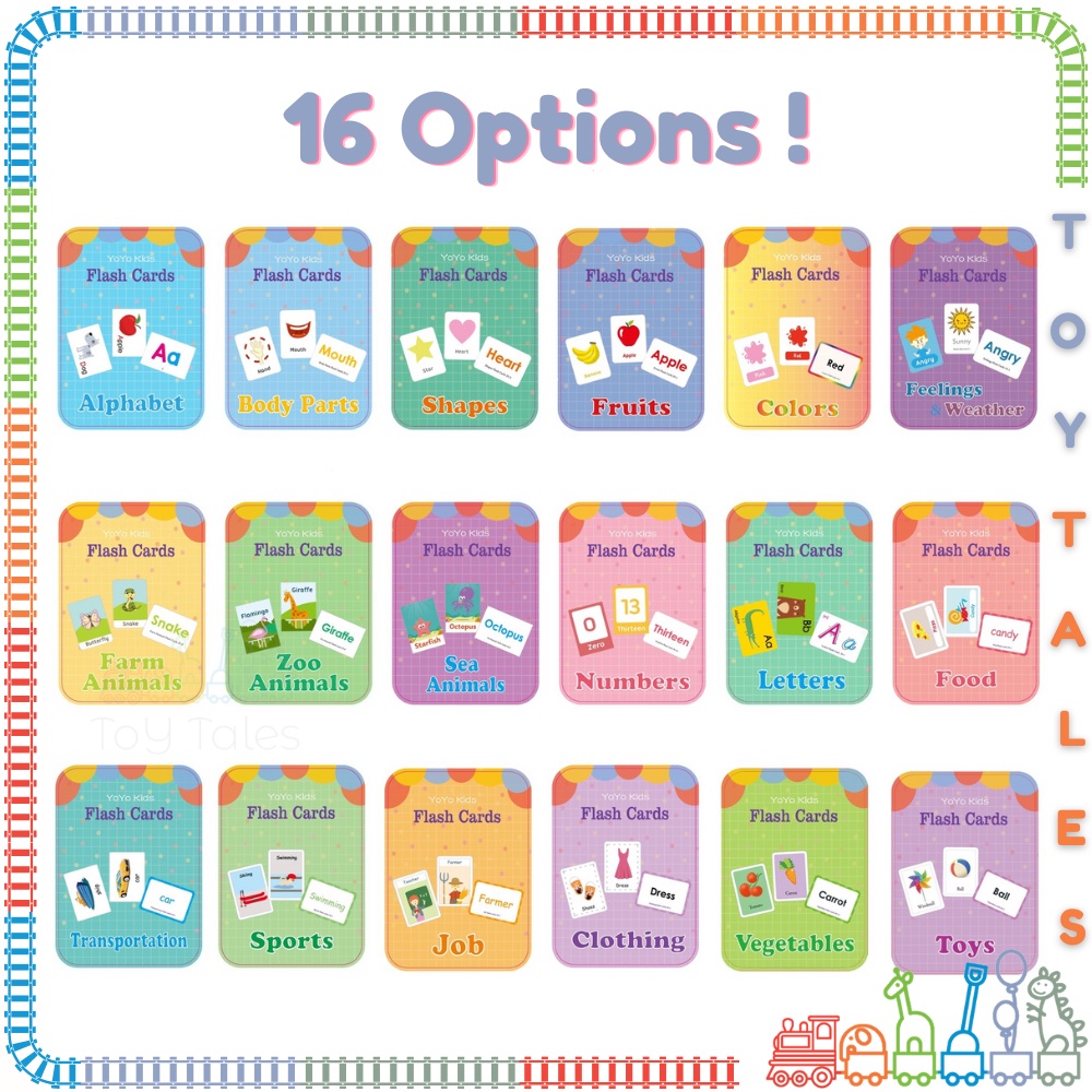 Early Learning Flash Cards [ 16 Options - Free Pen ] Kids Montessori ...