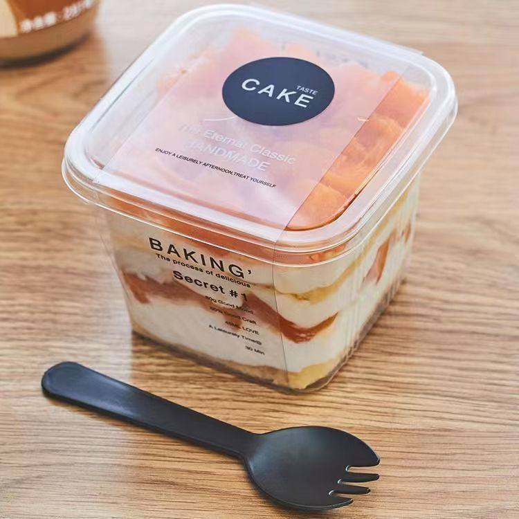 10pcs Food packaging square acrylic container with lid dessert