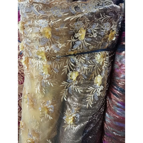 LACE FABRICS FOR GOWN (PINYA, VINES AND SCALOP, 3D DESIGN) Sold per ...