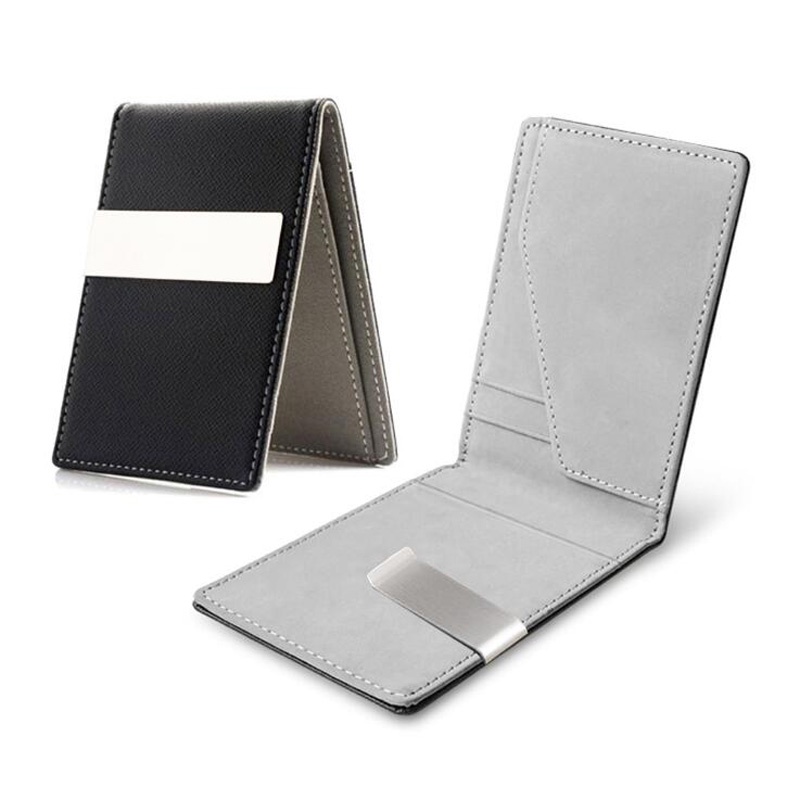Leather Men's Money Clip Wallet - Slim PU Leather Cash Holder With Card Slots, Green, Minimalist Design - View #7