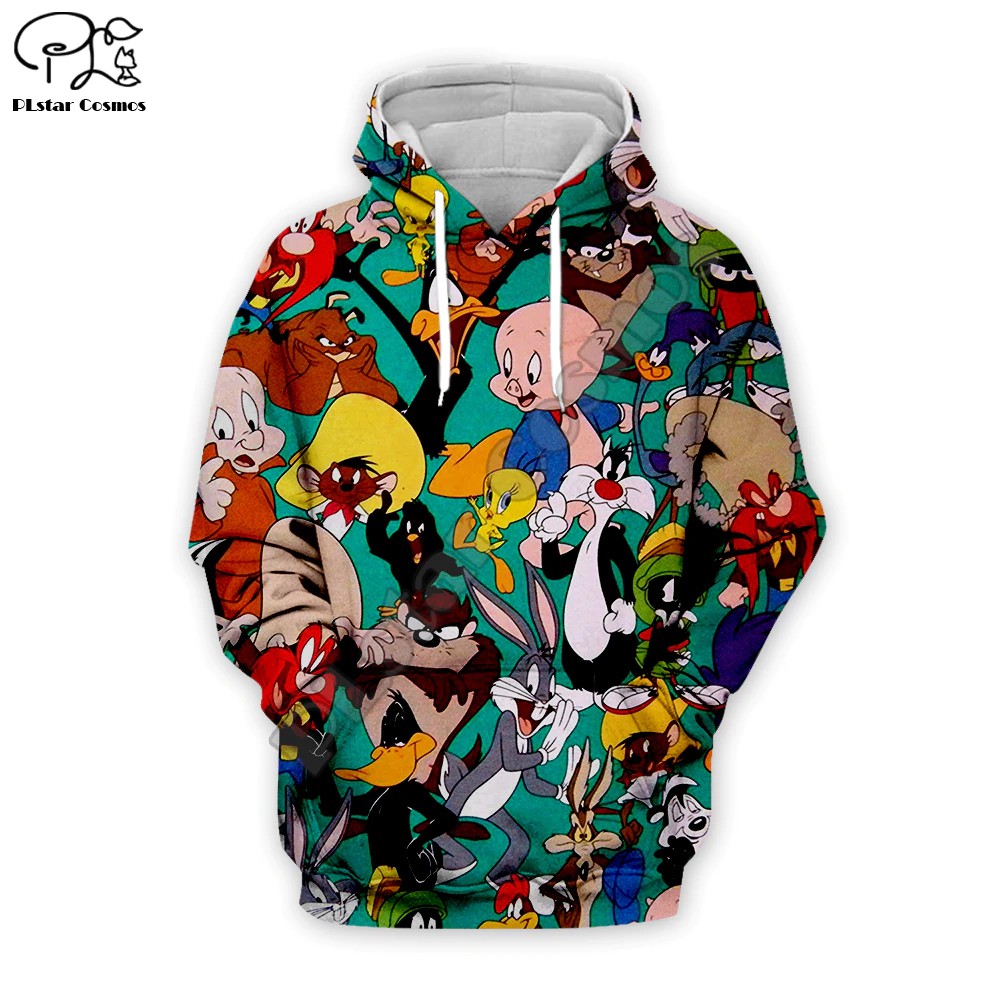 Cartoon Bugs Bunny 3D Hoodies Sweatshirt Zipper Looney Tunes Collection Print Unisex Pullover Jacket Tracksuit