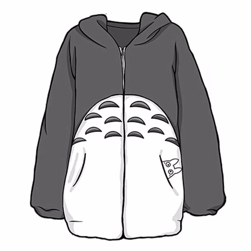 Anime My Neighbor Totoro Cosplay Hoodie Fleece Gray Sweatshirts With Ears Autumn Winter Men Women Plush Kawaii Coat Jacket Shopee Philippines