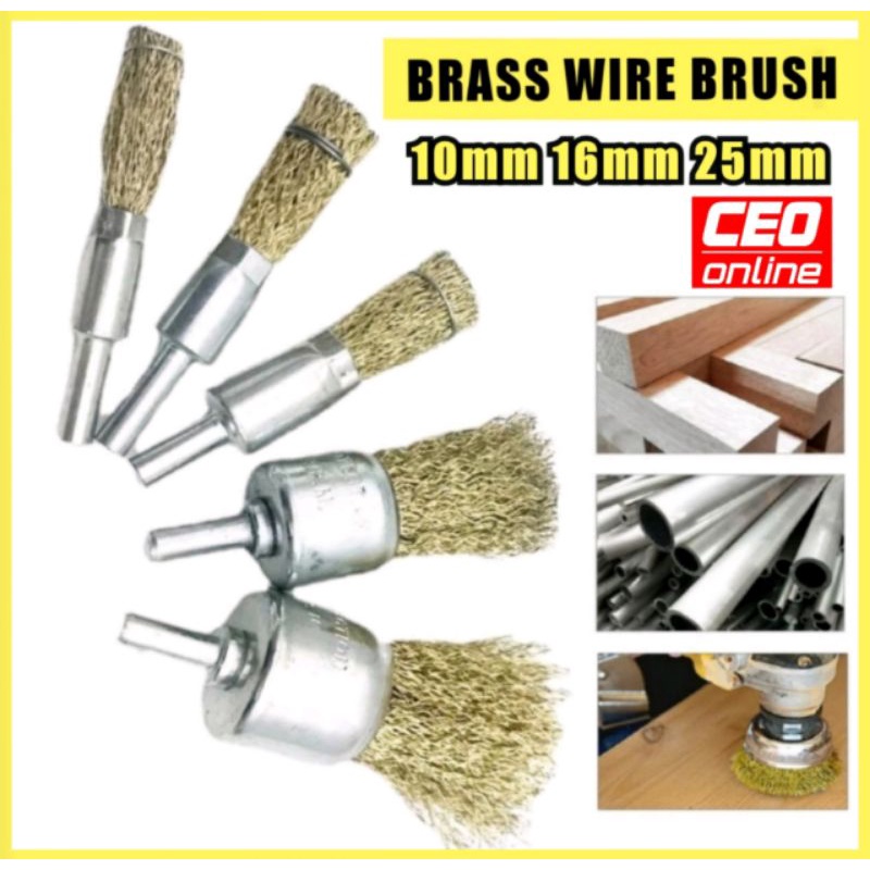 CEO Brass Wire Brush Tembaga Brass Shank Rotary Grinder Tools Drill