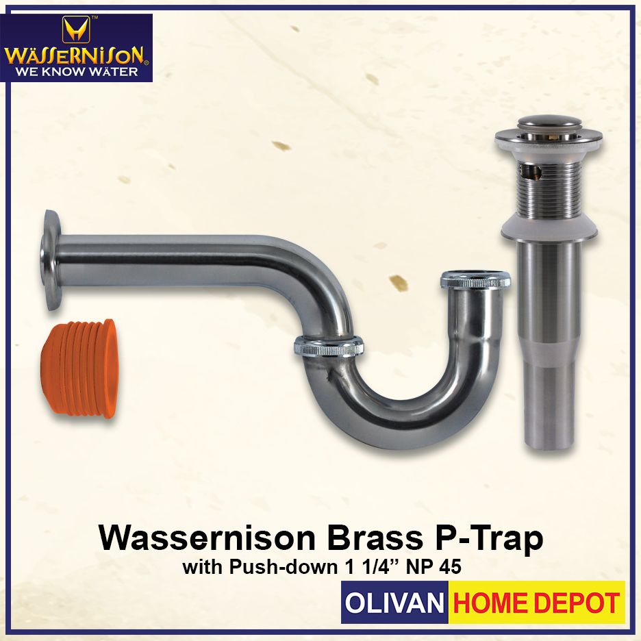 WASSERNISON Lavatory Sink Stainless Steel P-Trap with Push Down 1-1/4 ...