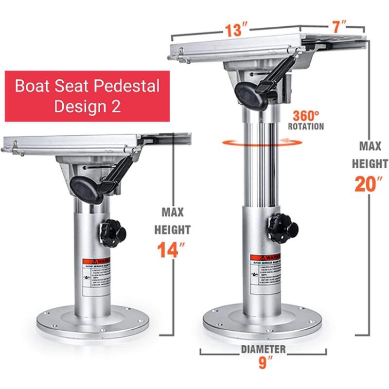MarineGrade Boat Seat Pedestal Boat Seat Stand with Slide Adjustment