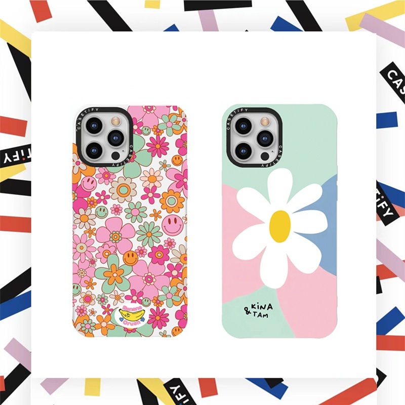 Casetify Korea Cartoon Flower Smile Silicone TPU Case Cover For iPhone