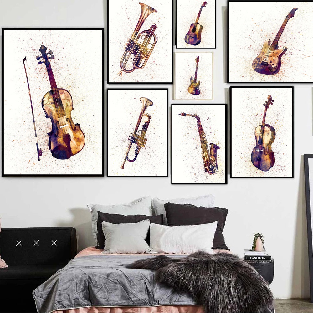 Graffiti art musical instrument canvas painting bar wall art Saxophone