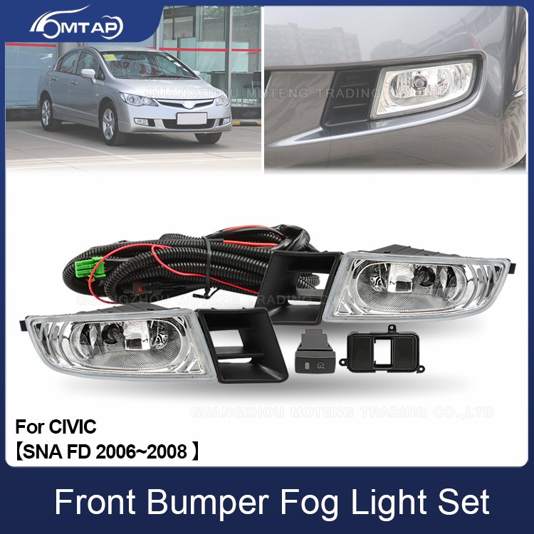 Mtap Front Bumper Fog Light Fog Lamp Upgrade Kit For Honda Civic Sna