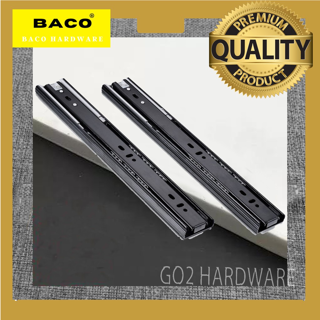 Baco Soft Closing Hydraulic Drawer Full Extension 3 Fold Drawer Slide ...