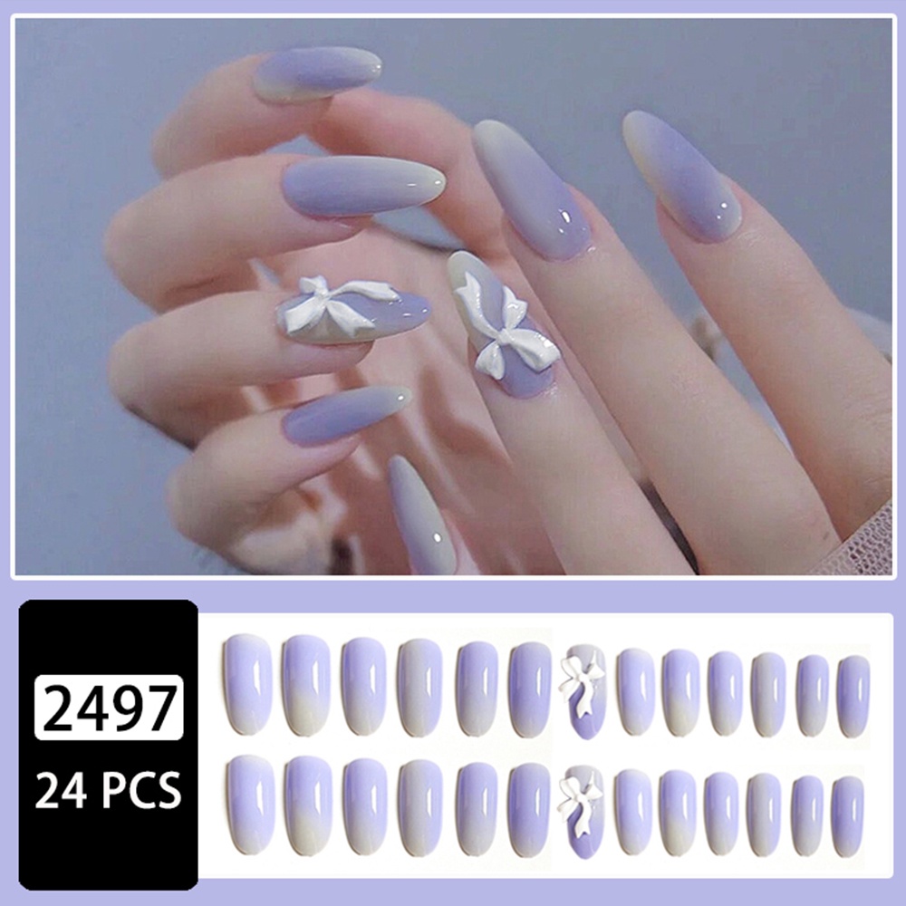 2497 24pcs fake nails short fake nails fake nail false nails french ...
