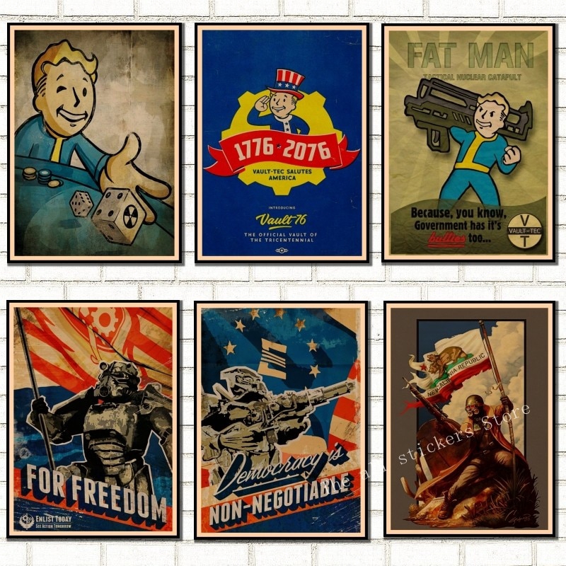 Fallout 3 4 Game Poster Fallout Series Game retro Poster Retro Kraft ...
