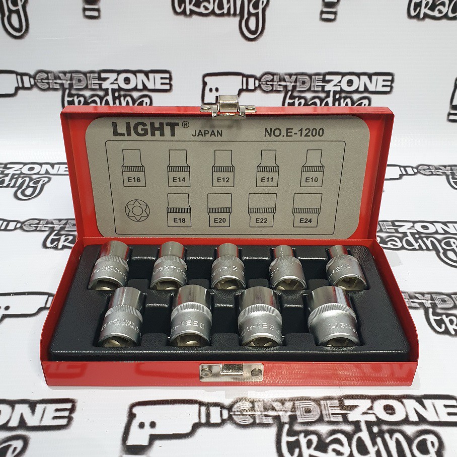 Light Japan 9 Pcs. Star E Socket Set 1/2