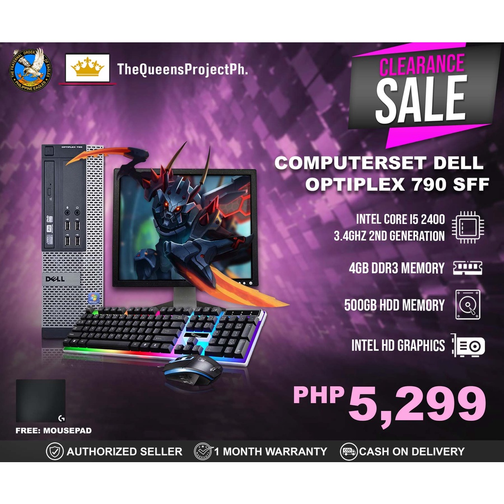 Computer Set Package CPU DELL 790 SFF Intel Core i5 2400 4gb 500gb DVD ...
