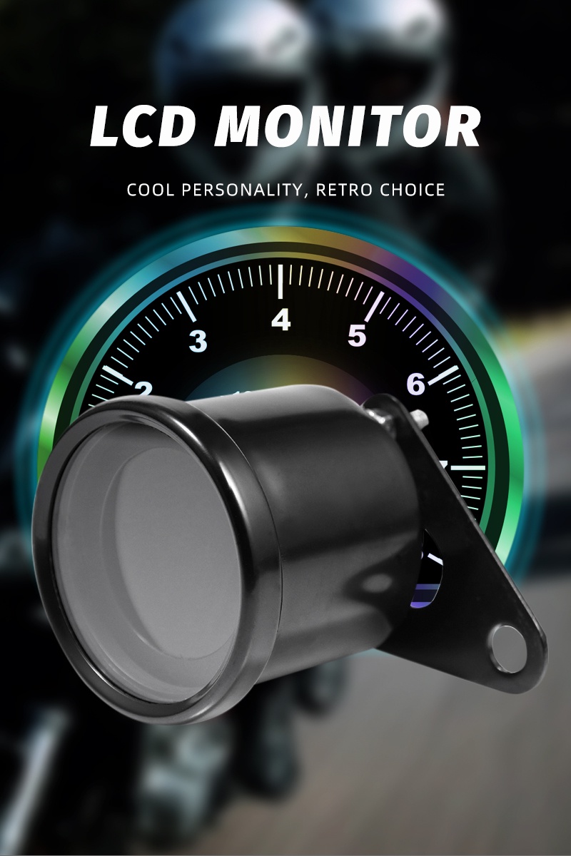 Motorcycle Speedometer Multi-function LCD Digital Odometer Tachometer ...