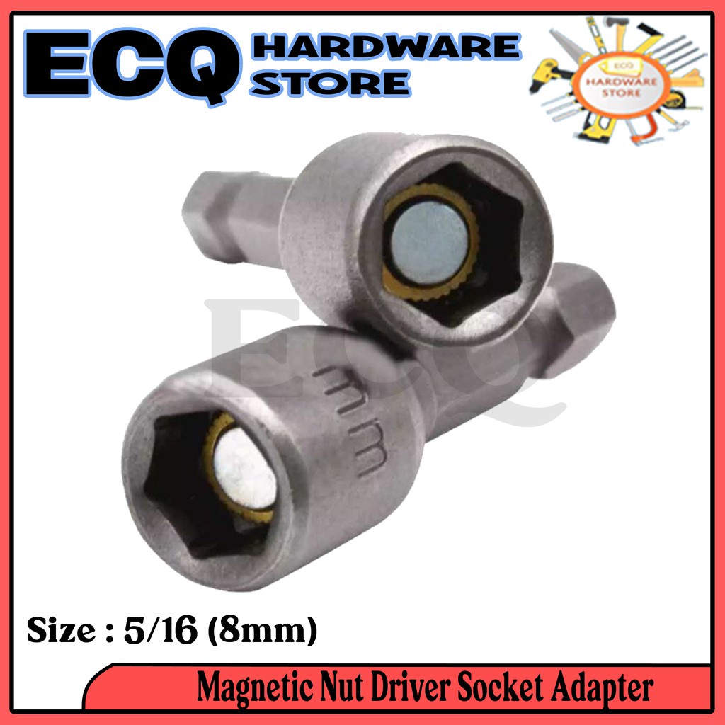 Silver 2pcs/set Nut Driver Setter 8mm 5/16 Socket Adapter Hex