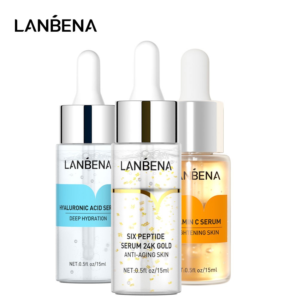 LANBENA Vitamin C Serum + Six Peptides 24k Gold Hyaluronic Acid Anti