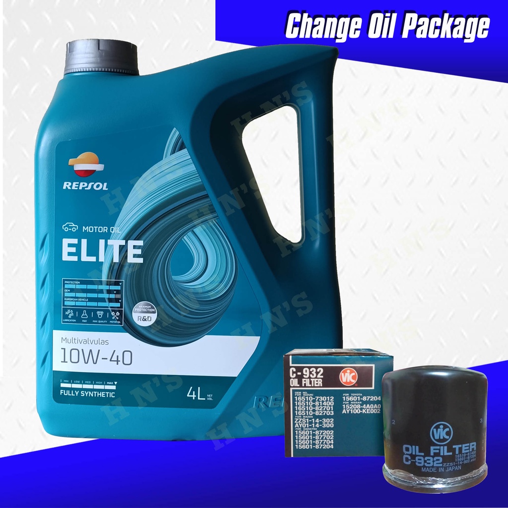 REPSOL Elite Multivalvulas 10W40 Change Oil Package for Suzuki Swift, Dzire, Ciaz, Alto, APV