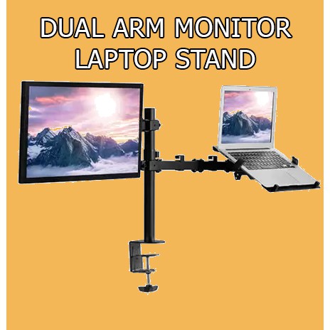 Dual Arm Monitor and Laptop Desk Stand Mount
