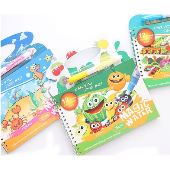 Reusable Water Doodle Book With Pen for Kids Magic Water ink Drawing ...