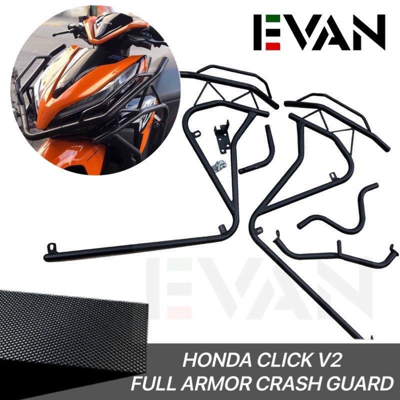 EVAN.SHOP Honda Click v2 125i Full Armor Crash Guard Stainless Steel ...