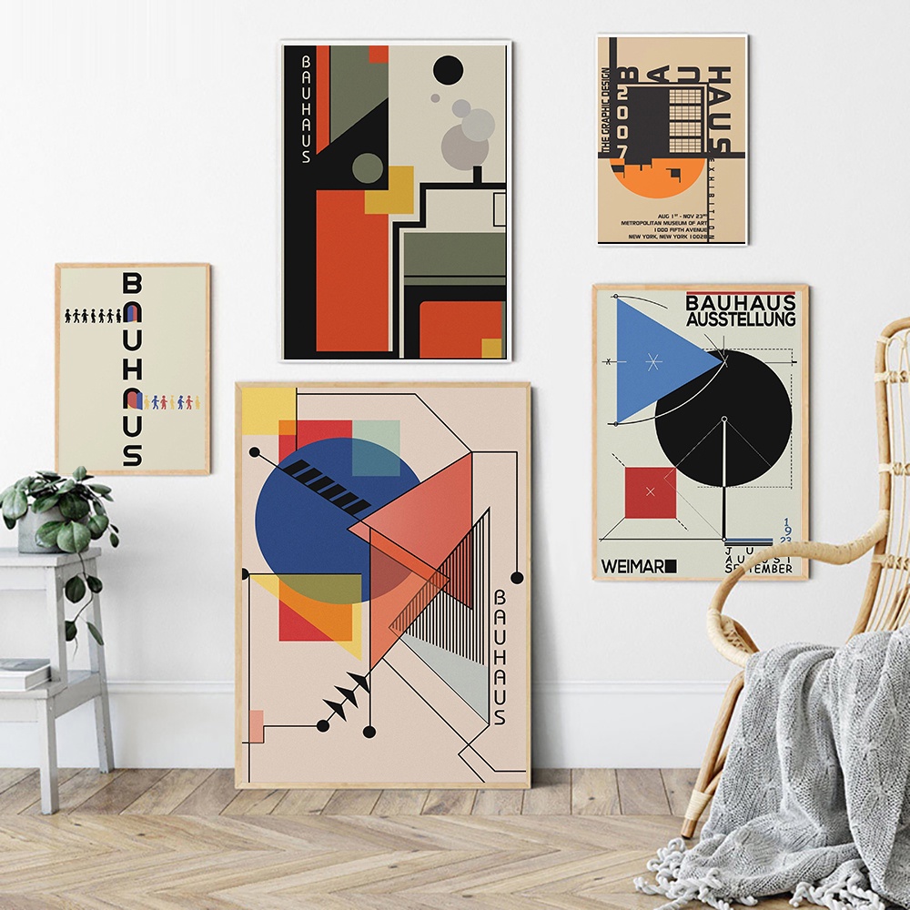 Bauhaus Exhibition Unique Geometric Poster Minimalist Art Canvas Print ...