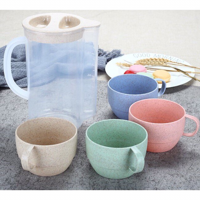 PITCHER & TUMBLER SET WHEAT STRAW (5 IN 1) PITCHER SET / WATER ...