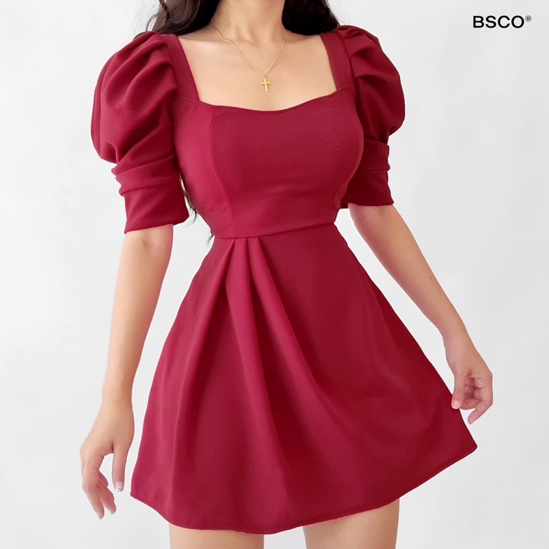 Red best sale dress shopee