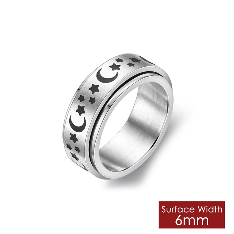 Rotate Freely Spinning Stainless Steel Anxiety Ring For Women Moon Star ...